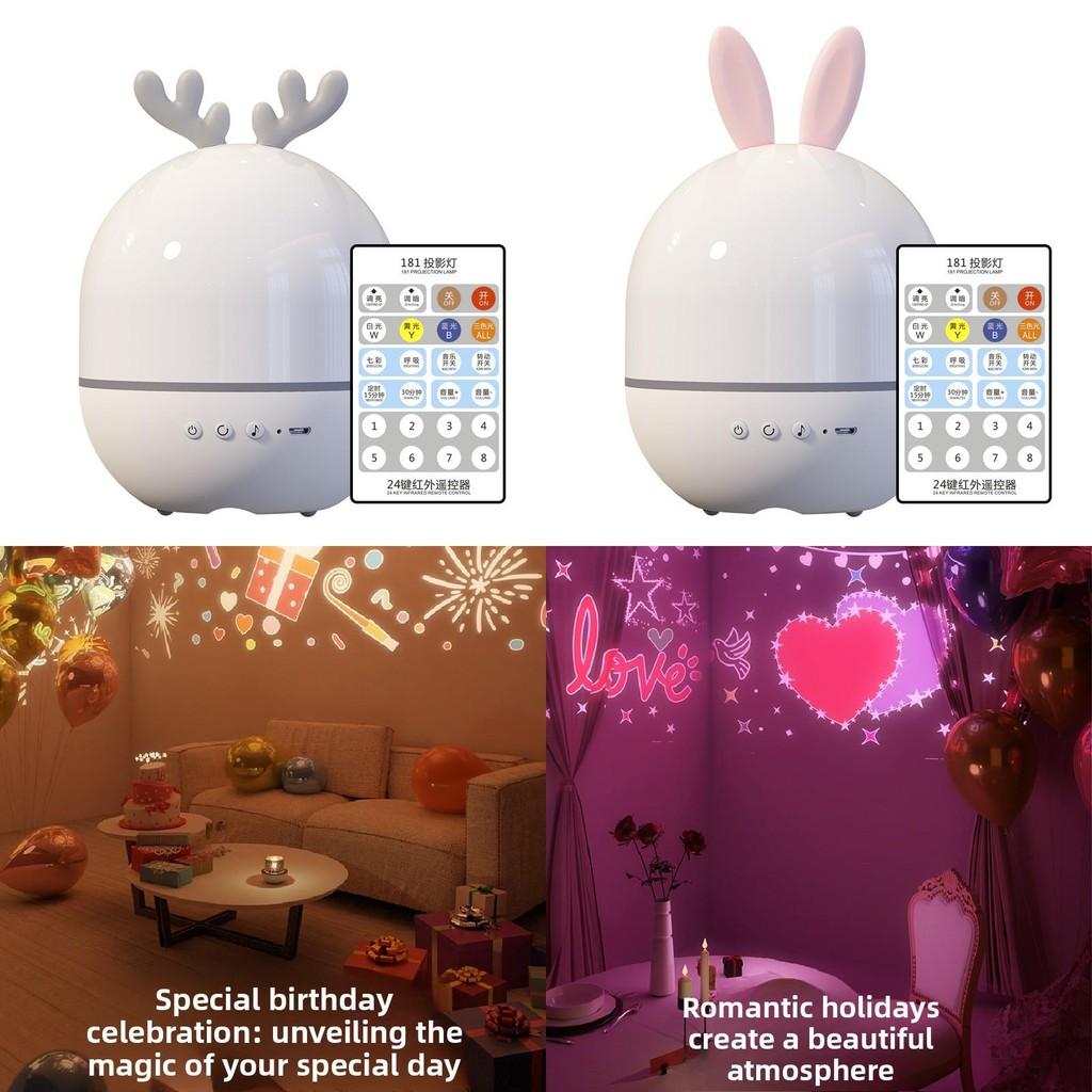 Deer Baby Rabbit Projector Led Night Light Musical Luminous Lamp Rotation 360