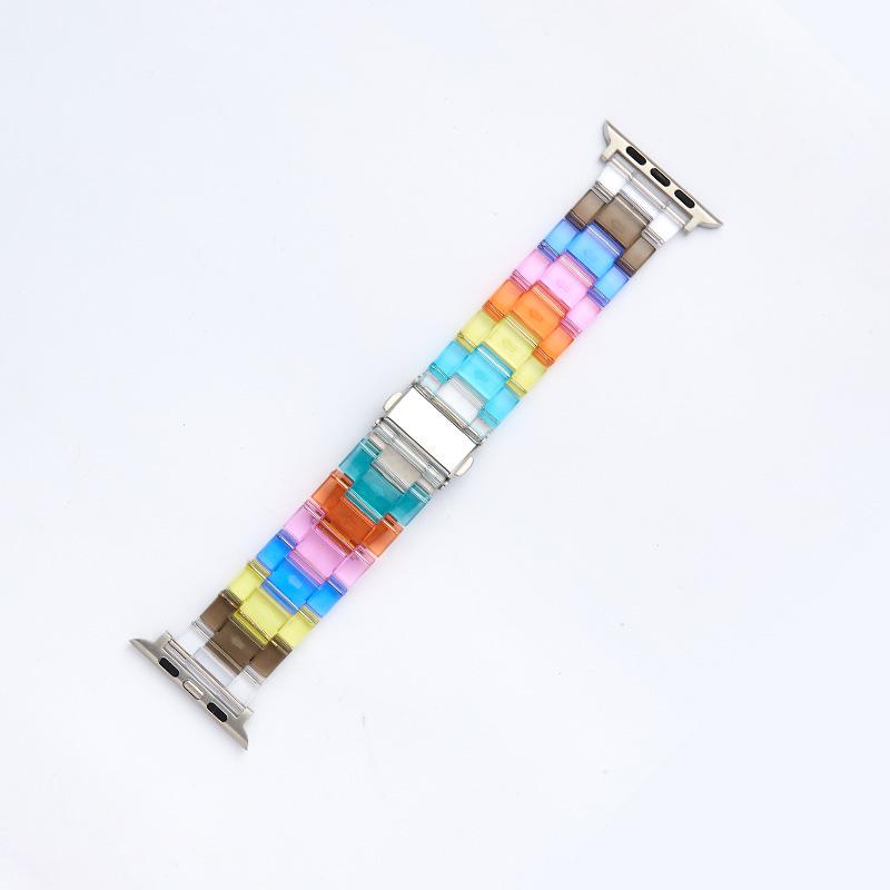Compatible Apple Watch Transparent Rainbow Resin Strap for Series 5/6/7/8/SE.