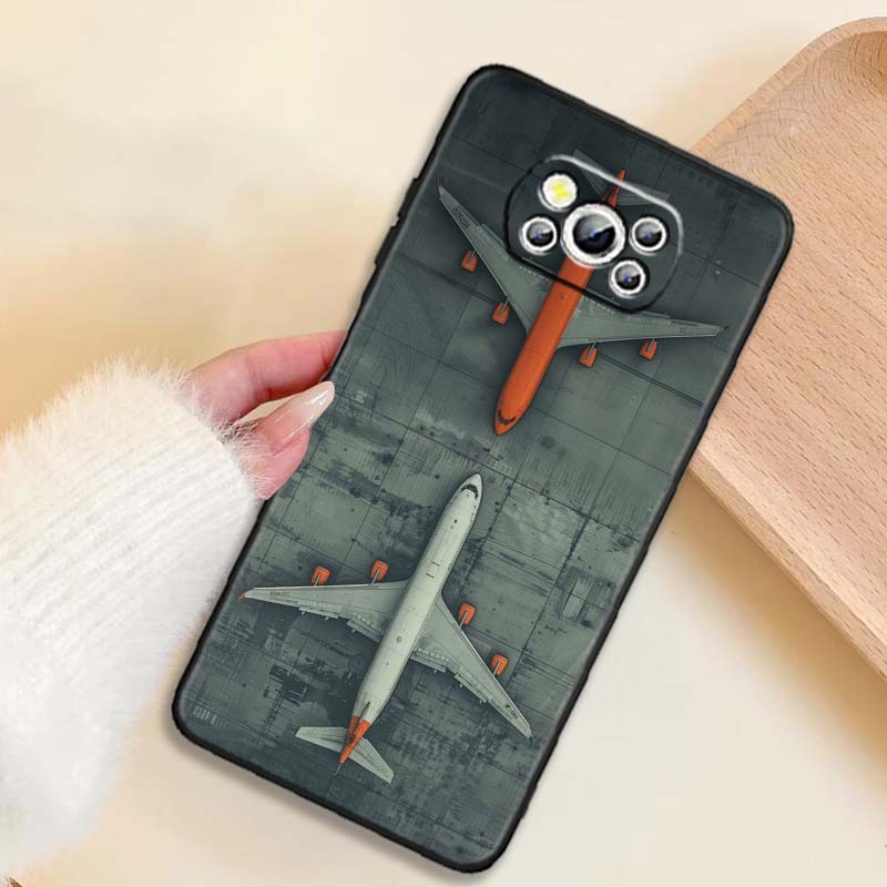 

Модный узор с самолетами Для Xiaomi Mi Poco F3 F4 F5 F6 X3 X4 X5 X6 X7 M3 M4 M5 M6 M7 GT Pro 5G Черный чехол для телефона Poco X5