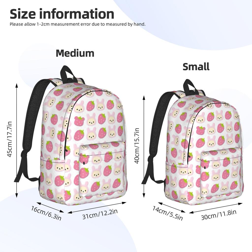 Rilakkumas Lässiger Rucksack Outdoor Schüler Arbeit Erdbeer-Cartoon Tagesrucksack für Männer Frauen Laptop Computer Leinwandtaschen