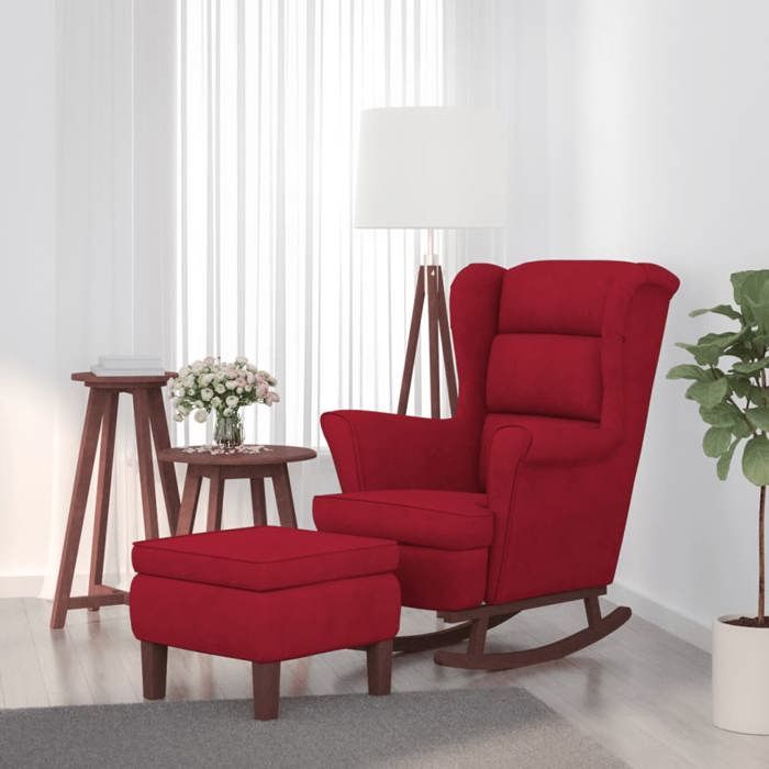 VidaXL Chaise à Bascule avec Pieds en Bois et Tabouret Fauteuil de Salon Relaxation Meuble de Salle de Séjour Chambre 3121235