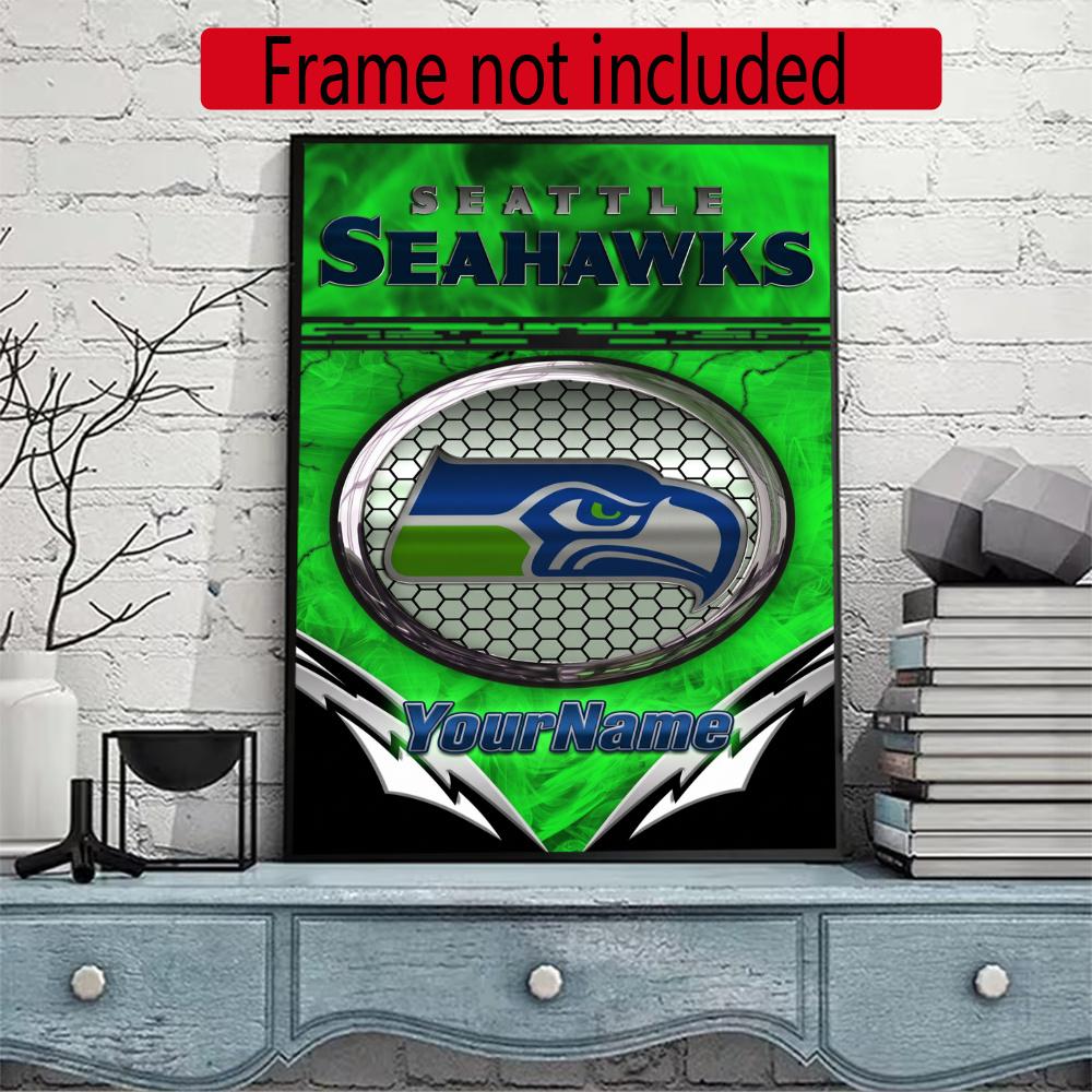 Seattle Seahawks Customize Text Diamond Painting Round Diamond Mosaic Suitable For Beginners Diamond Painting Rhinestones Gift Frameless