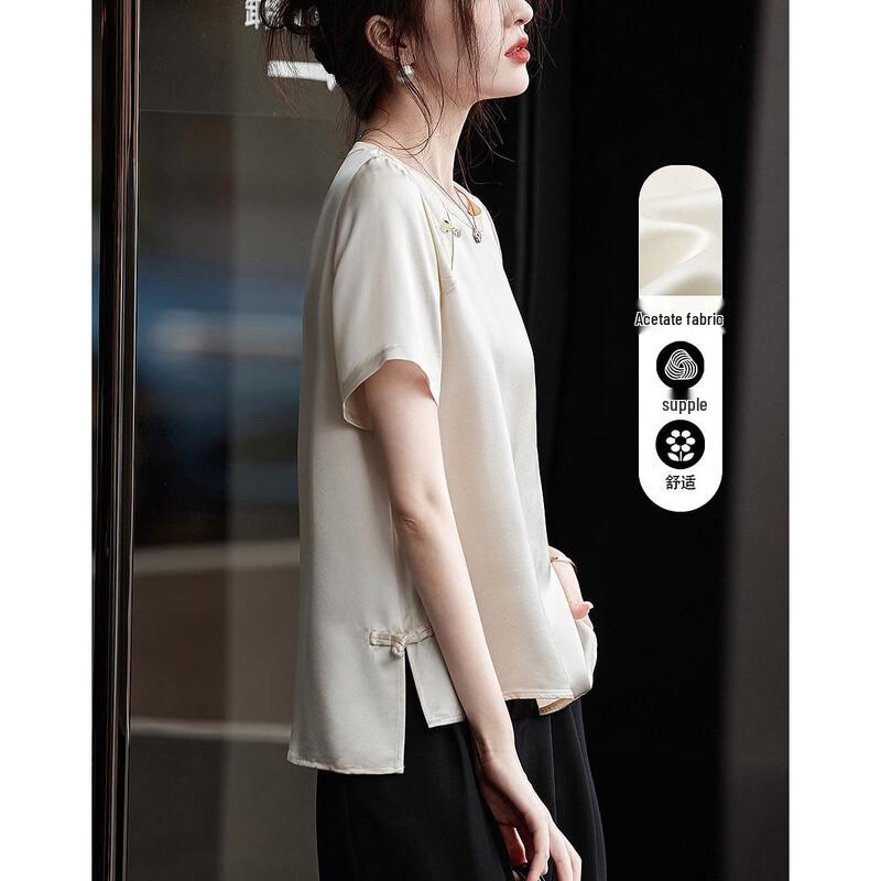Demana New Chinese Style Acetate Satin Blouse S