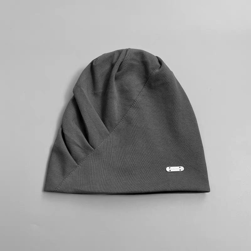 Black pile hat female spring and summer face small bag head hat big head circumference loose hat windproof confinement hat