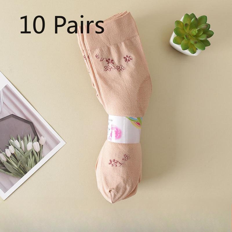 10 Pairs of Thin Short Stockings for Middle-aged and Elderly People, with Loose Joints, Anti-slip, Breathable and Anti-hooking, Followed By Stockings