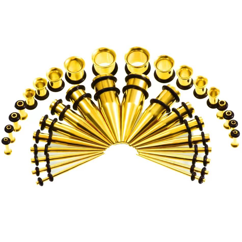 36PCS/Set Ear Gauges Stretching Kit 14-00G Stainless Steel Single Flare Ear Plugs Tunnels Flesh Tapers Stretcher Taper Set