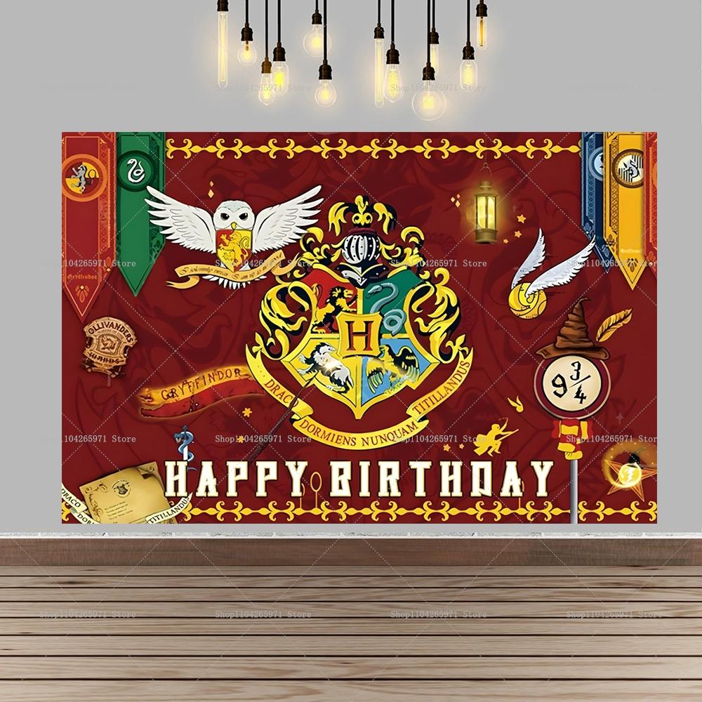 Magic Academy Theme Party Decoration Backdrop Harry Potter Kids Birthday Party Decor Banner Baby Baptismal Party Supplies