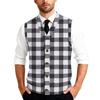 Men's Striped Plaid Print Tank Top Knitted Button,Down Shirt | Sleeveless Casual Button,Up Vest With Collar For Daily & Layering