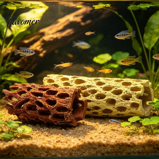 Crystal Shrimp Hiding Spot Aquarium Cave, Artificial Tree Trunk Hide, Fish Tank Easy Clean Decor Hideout, Realistic Cave for Betta And Resting