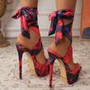 Fashion Hot Sexy 16Cm Thin High Heel Sandals for Women Peep Toe Platform Broad Band Crossover Stiletto Party Stripper Pole Dance Shoes