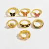 Cross-border Retro Colorful Ethnic Butterfly Flower Rings, Unique Oil Dropped Minimalist Design Finger Rings