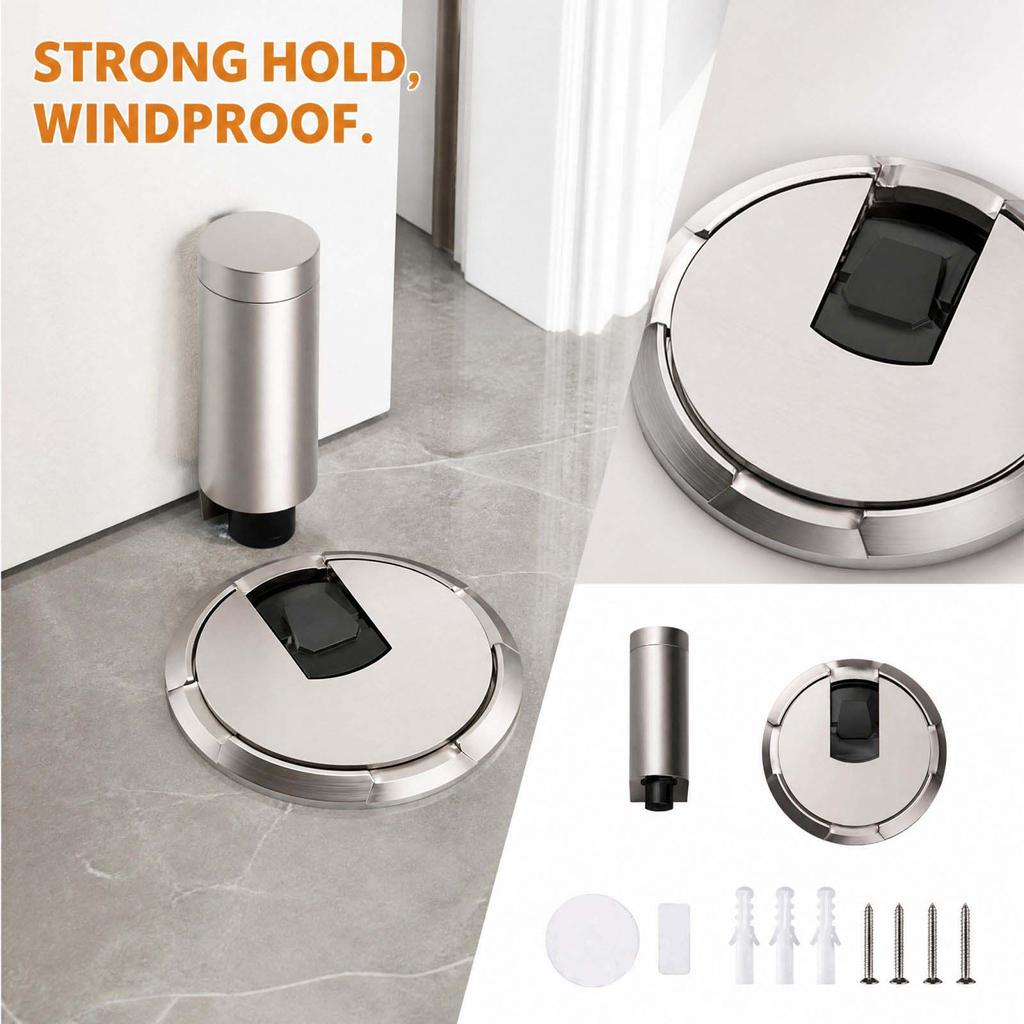 Windproof Floor Mounted No-Drill, -Collision Mechanical Door for Home Use