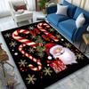 Santa and Candy Cane Polyester Area Rug Crystal Velvet Anti-Slip Carpet Mat for Living Room, Bedroom, Office - Large