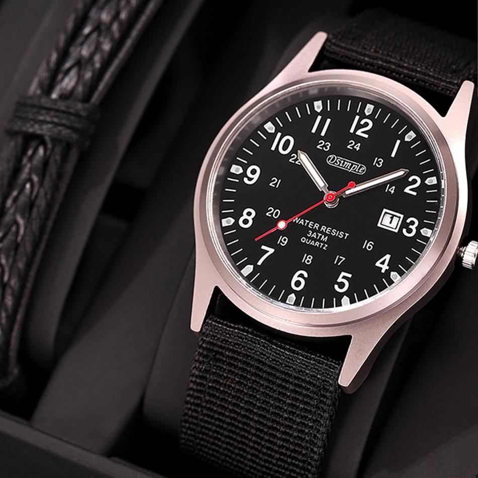 

Dsimple Fashion Sports Мужские кварцевые часы с нейлоновым ремешком Мужские повседневные светящиеся часы и браслет