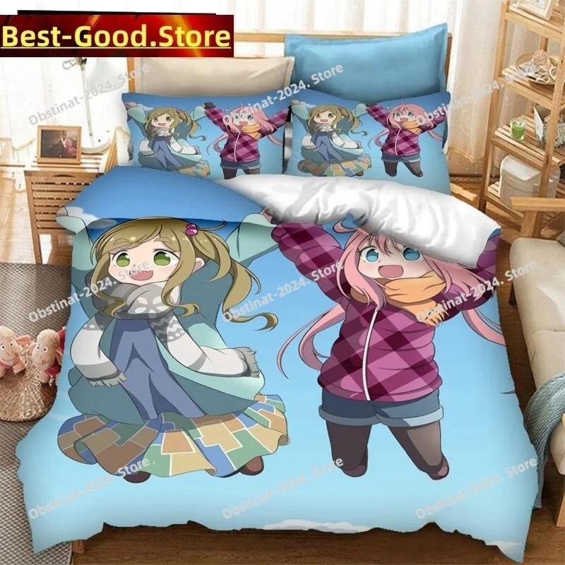 New 3D  Anime Yuru Camp Bedding Set Duvet Cover Full Queen King Size Pillowcase Printed Bed Set Aldult Kid Bedroom Single Twin