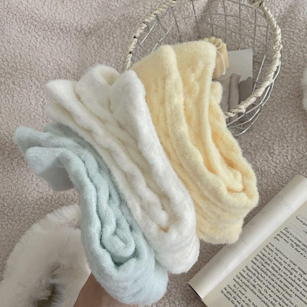 Solid Color Cotton Socks Winter Fleece Socks Sleep Socks Velvet Socks  Women