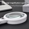 Handheld Magnifier 10/15/30X Rechargeable Illuminated Magnifying Glass with 3 Light Modes Portable Magnifier for Reading Repair
