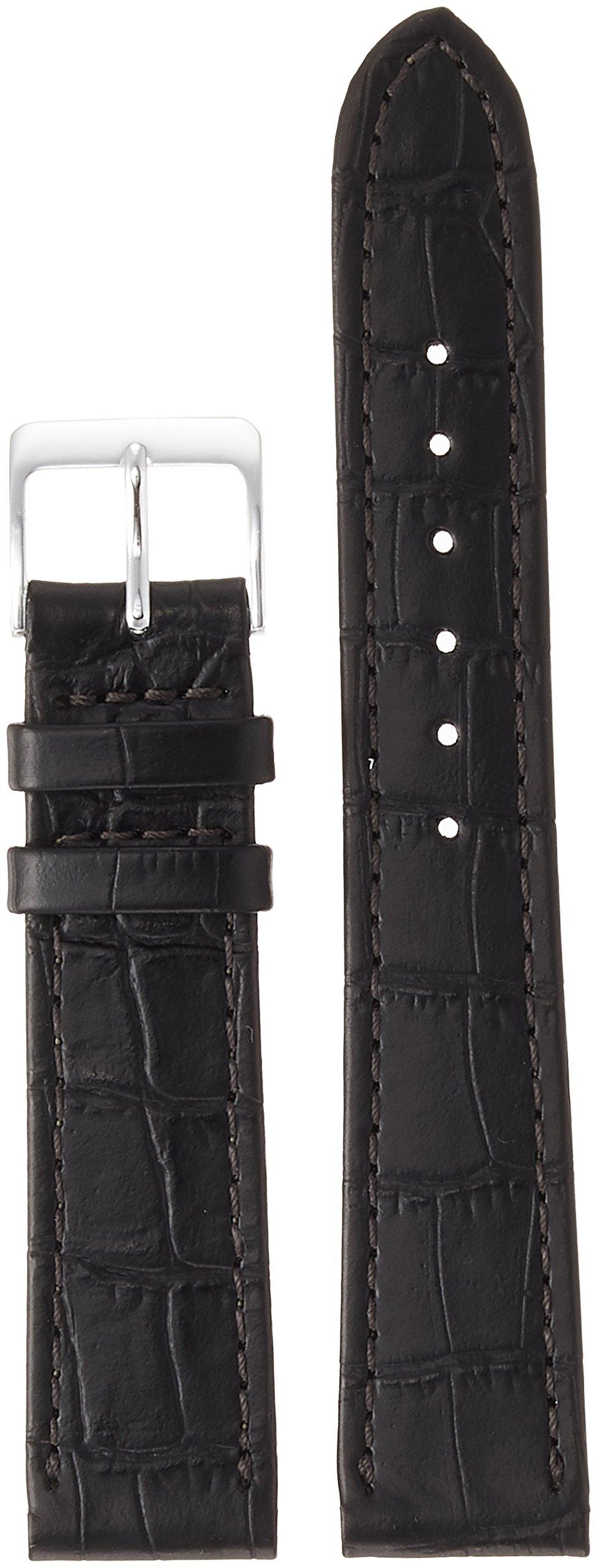 [MIMOSA] MIMOSA Mimosa Watch Band, Embossed Crocodile Leather (Cowhide EmbossedBamboo Pattern), 18mm, Black CP-A18