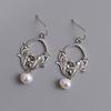 Imitation Pearl Dangle Hook Earrings Exquisite Charming Carving Leaf Flower Wedding Jewelry For Women