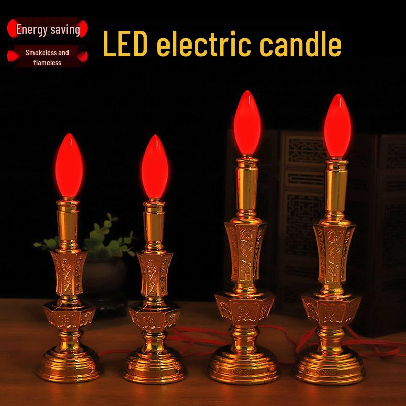 Dual-Use LED Candlestick Altar Lamp for God of Wealth