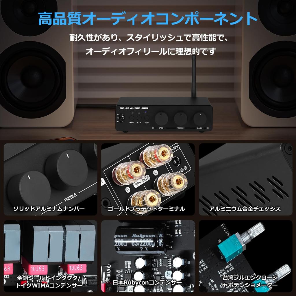 Douk Audio M1 MAX Power Amplifier 300W x2 Bluetooth Receiver Home Stereo Amplifier U-Disk Player