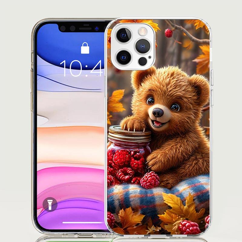 Animal Brown Cute Bear Phone Case For iPhone 17 Air 16 15 Plus 11 14 Pro Max 13 Mini 12 7 8 + SE Pattern Art Customized Cover 17