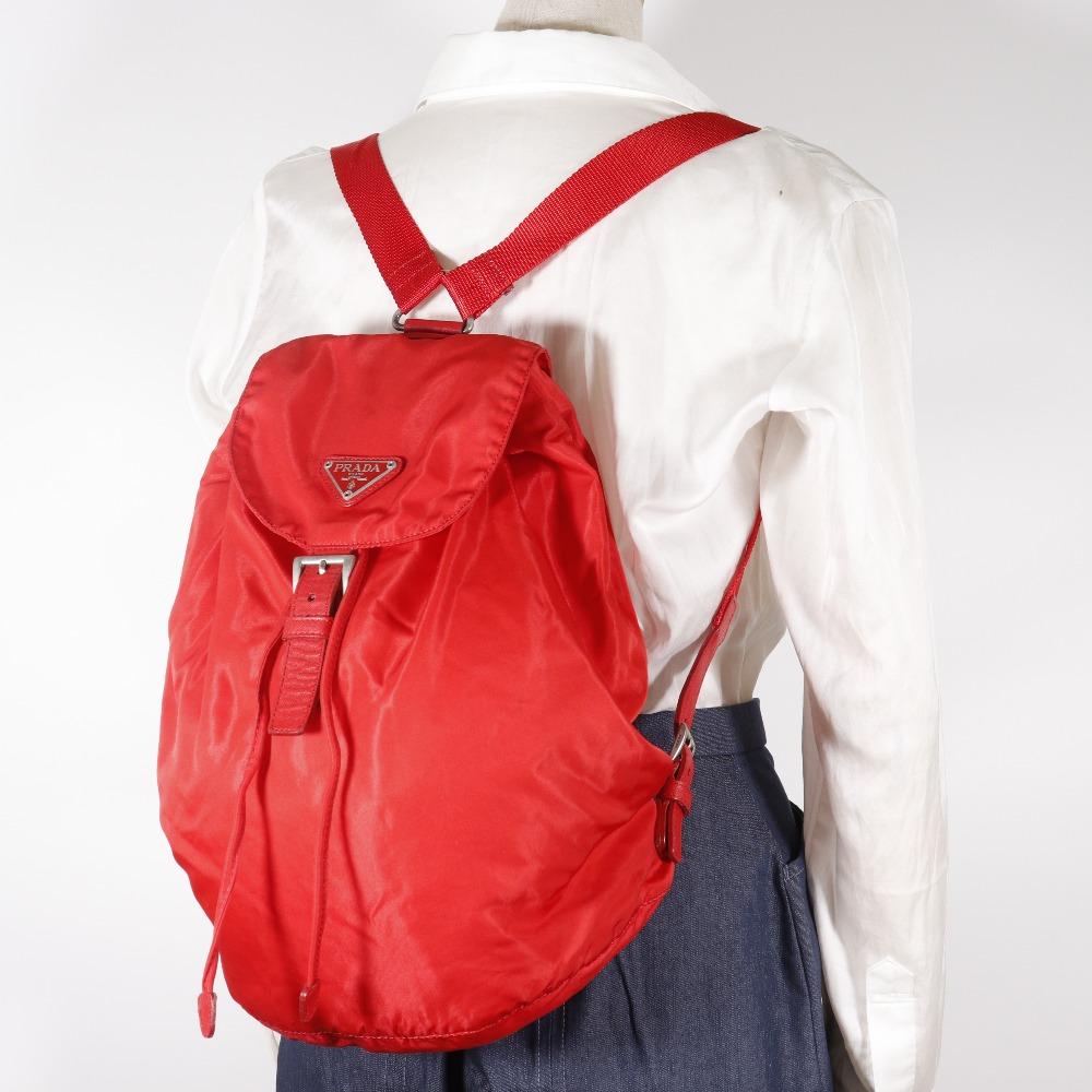 PRADA Backpack Daypack Red Nylon Women Used