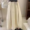 Spring Korean Style Casual High-Waist Tulip Skirt for Women - Fashion Simple Color-Block Topstitching Loose Half Skirt