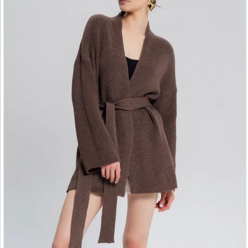 Oversized Knit Cardigan Women Fall Winter Soft Warm Loose Fit Long Sleeve Open Front Sweater With Belt