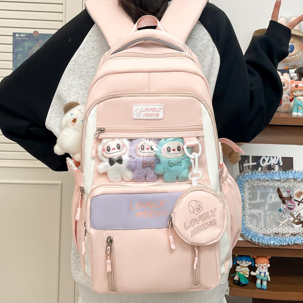 Schoolbag two-dimensional element transparent pain bag ins wind simple junior high school student leisure backpack large capacity Japanese student