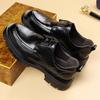 2026 Spring New Fashion Men Leather Loafer Slip-On with Metal Buckle Comfortable Rubber Anti-Slip Thick Sole for Business Casual