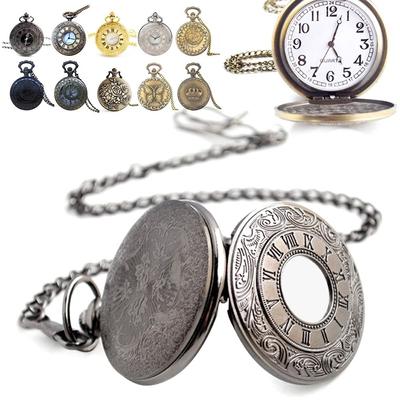 Men Vintage Quartz Fob Watches Steampunk Pocket Watch Pocket