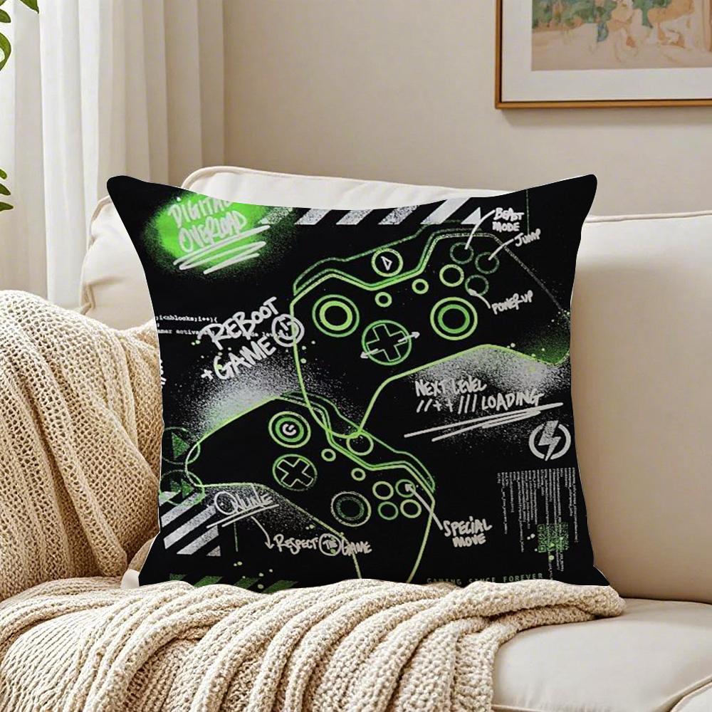 Fashion Colorful Graffiti Game G-Gamepad Cushion Cover Linen Pillowcase Soft For Sofa Bed Home Room Decor