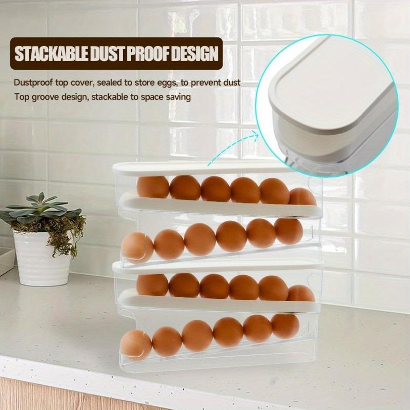 Automatic Rolling Dispenser for Refrigerator 12-Count Double Layer Rolling Egg Holder Space Saving Eggs Organizer Tray.