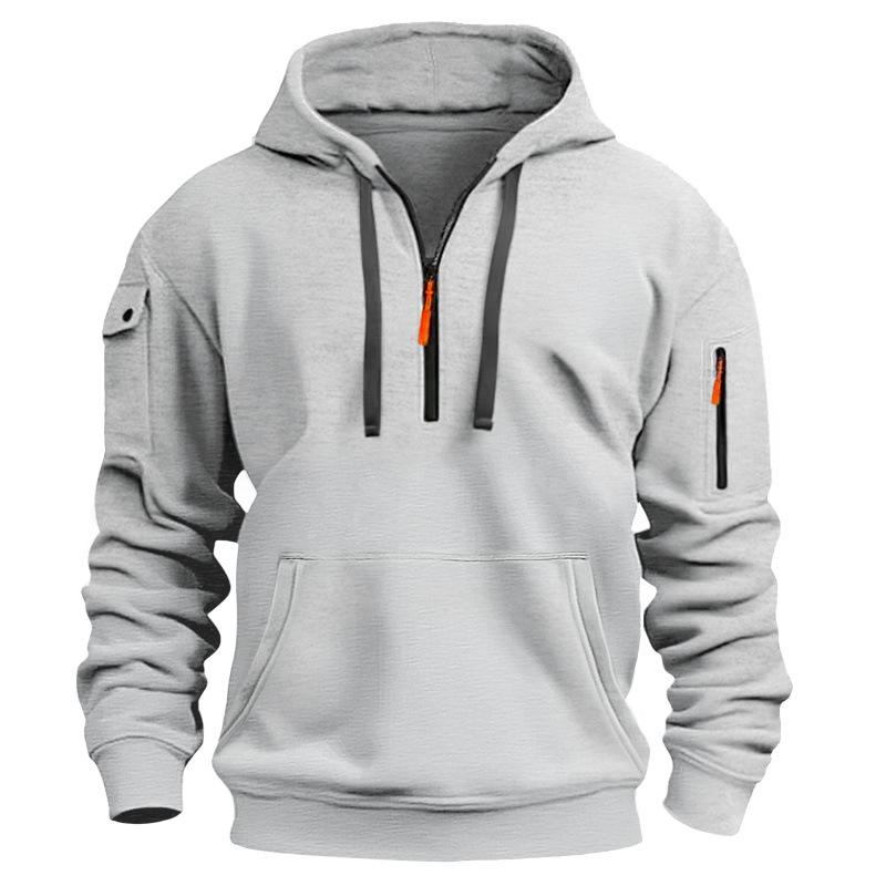 Men S Casual Fleece Lined Hooded Pullover Sweatshirt Multiple Zipper Pockets Plus Size