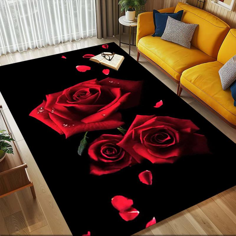 Rose Petals Crystal Velvet Office chair mat Area Rug - Non-Slip, Floor Mat, Office Desk Chair Rugs,Christmas Gift-1106243