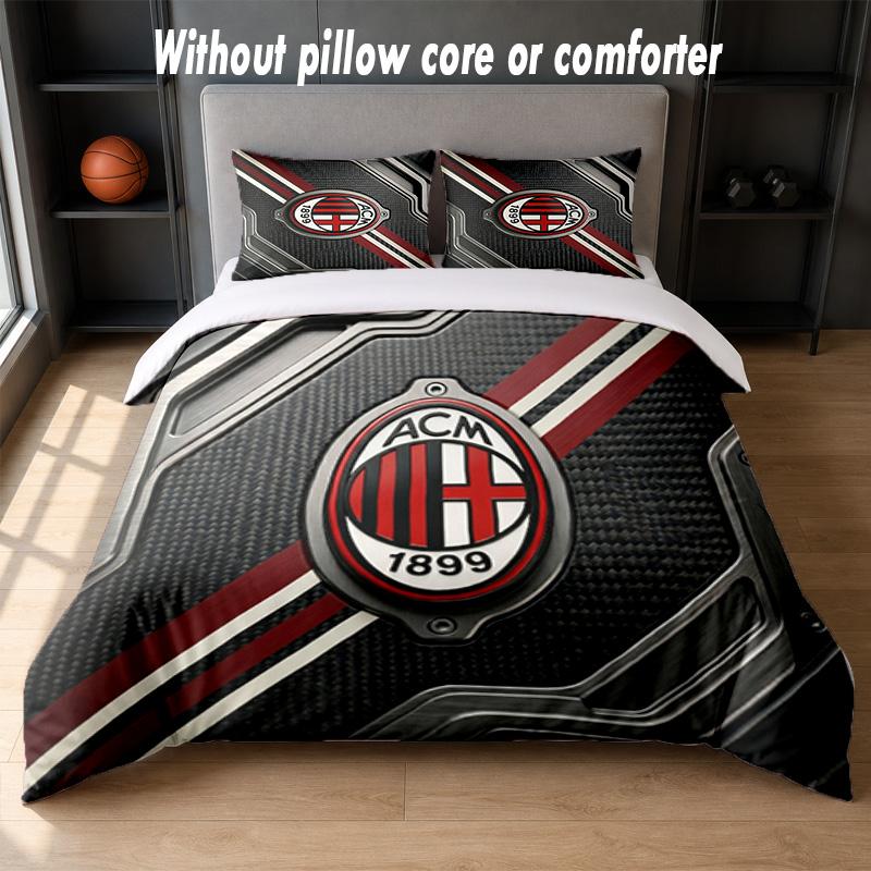 AC Milan Design Postel Sada povlečení 1 povlak na přikrývku + 2 povlaky na polštář Měkké prodyšné domácí lůžkoviny
