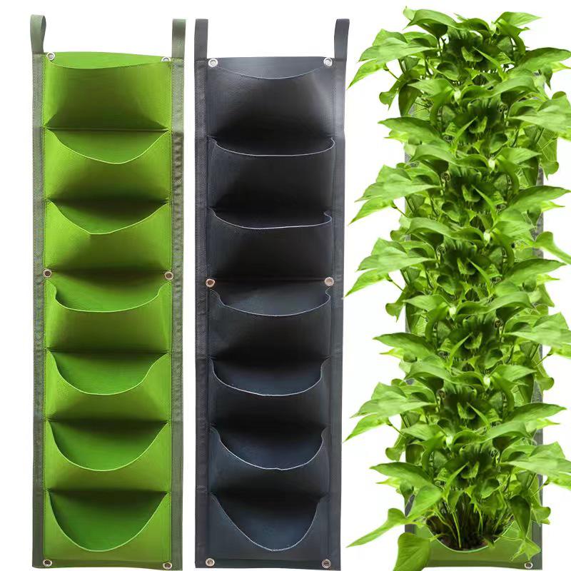 Vertical Wall-Mounted Plant Bags, Multi-Pocket Felt Grow Bags for Balcony Flowers and Trees