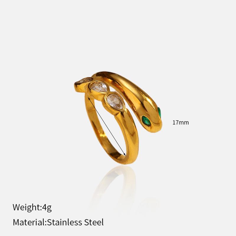 European and American Ins Style Ring Light Luxury Fashion Versatile Diamond-encrusted Stainless Steel Plated 18K Gold Multi-layer Ring Women's Adjusta