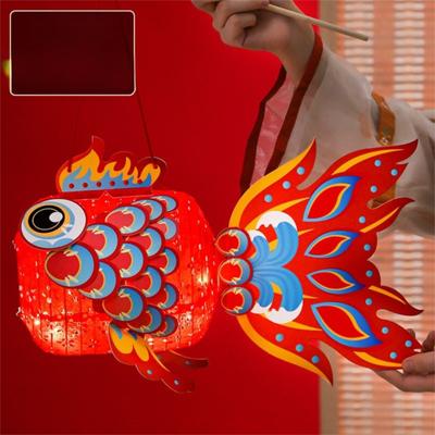 Fish Middle Autumn Festival Lantern Paper Luminous Mid Autumn Lotus Lantern Traditional PP DIY Lantern Material Kit Craft Toys