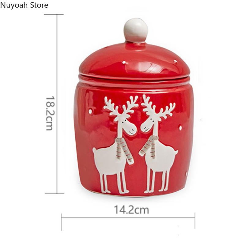Creative Elk-shaped Ceramic Storage Jar Snack Storage Jar Ceramic Jar Christmas Storage Box Decoration Kitchen Storage Supplies