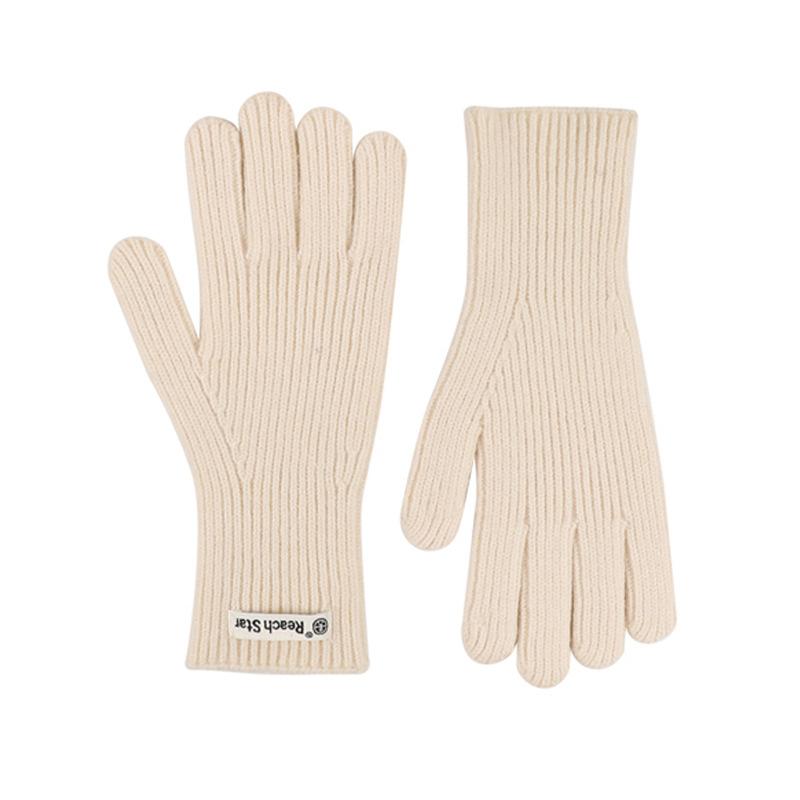 Long Solid Color Versatile Knitted Gloves Women's Bare Fingers Windproof and Cold-proof Thickened Warm Winter Gloves Cycling