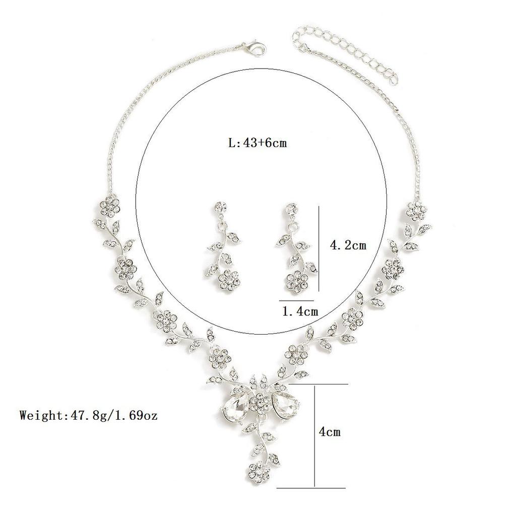 Bridal Rhinestone Crystal Necklace & Earring Set for Women's Prom & Dress Accessories