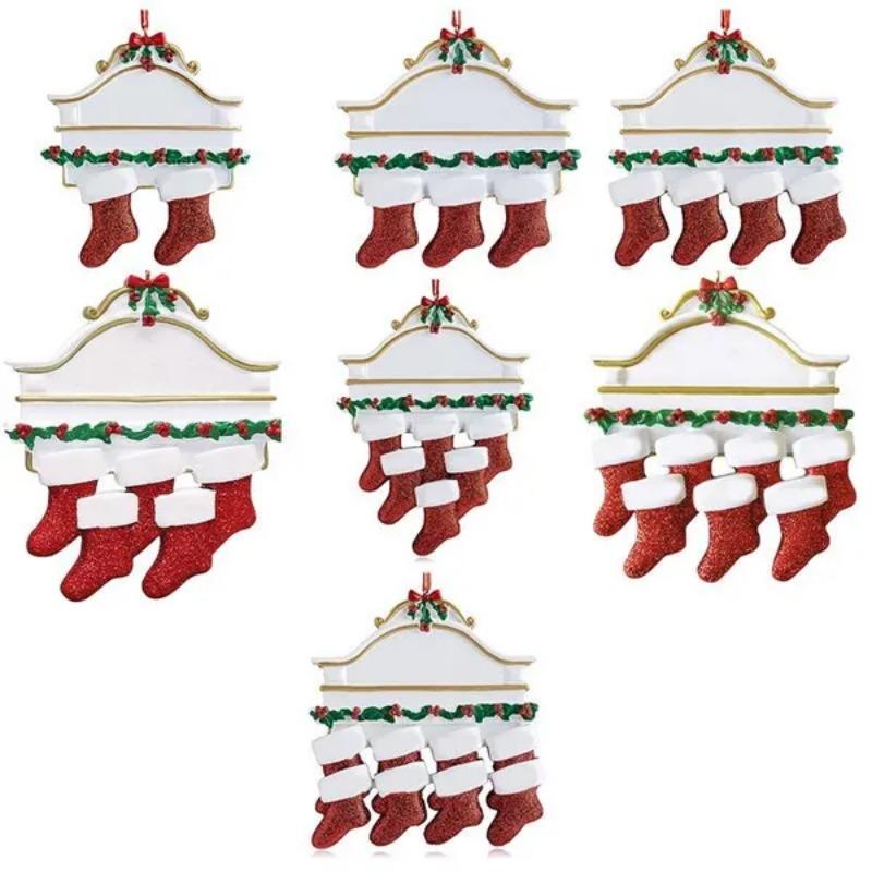 Noel Süsleri Kişiselleştirilmiş Diy Reçine Kolye Noel Çorap Süsler Aile Noel Ağacı Reçine Asılı