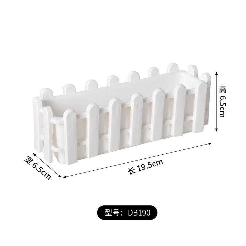 Fence Style Rectangular Plastic Flower Pot, Garden Border Planter for Succulents, Balcony Home Decor Greenery Container