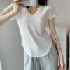 Pure Desire Wind Short-sleeved V-neck T-shirt Women's Summer New Loose and Careful Machine Pocket Top