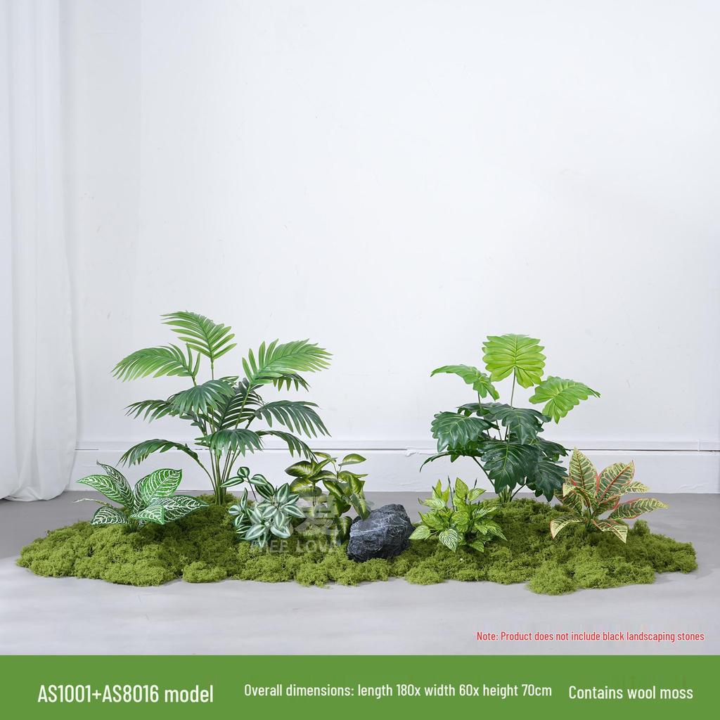 Luxury Faux Green Plant and Flower Decor - Indoor Moss and Grass Clusters for Elegant Landscaping.