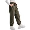 Rolanko Casual Jogger Long Pants for Winter Sports and Size 160 Kids' Sweatpants, Girls' Fleece-Lined Pants, Warmth, Green,