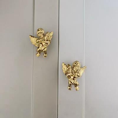 Anjo Pequeno, Puxador de Guarda-Roupa, Criatividade, Personalidade, Liga de Alumínio, Luxo Leve, Gaveta Dourada de Armário, Puxador de Porta de Furo Único