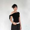 Women's Asymmetrical Off-the-Shoulder Solid Color Summer Top